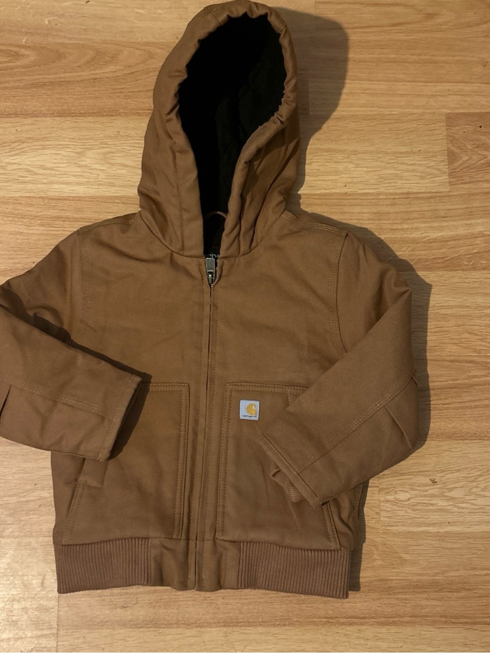 Carhartt Jacket Toddler 3T Brown Duck Canvas Insulated Quilted Fleece Lined